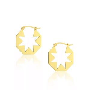 Starburst hoop gold earring